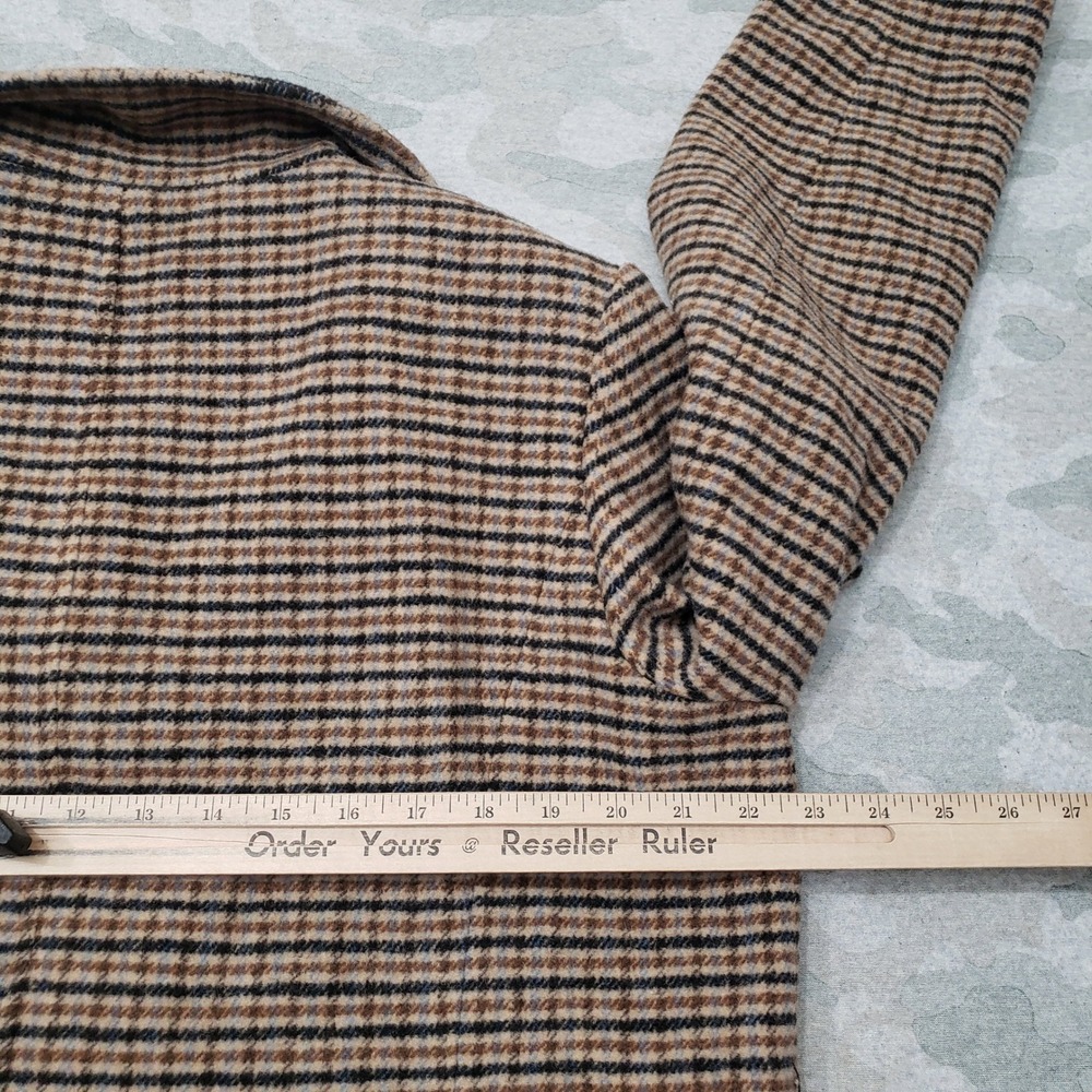 Lauren Ralph Lauren Coat Women 10 Brown Mid Length Button Houndstooth Wool Blend - Picture 6 of 8